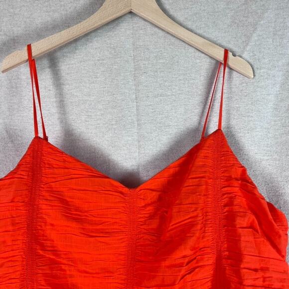 NWT On 34th Womens Red Midi Dress Size 3X Ruched Vibrant Sundress Picnic Beach - Picture 3 of 13
